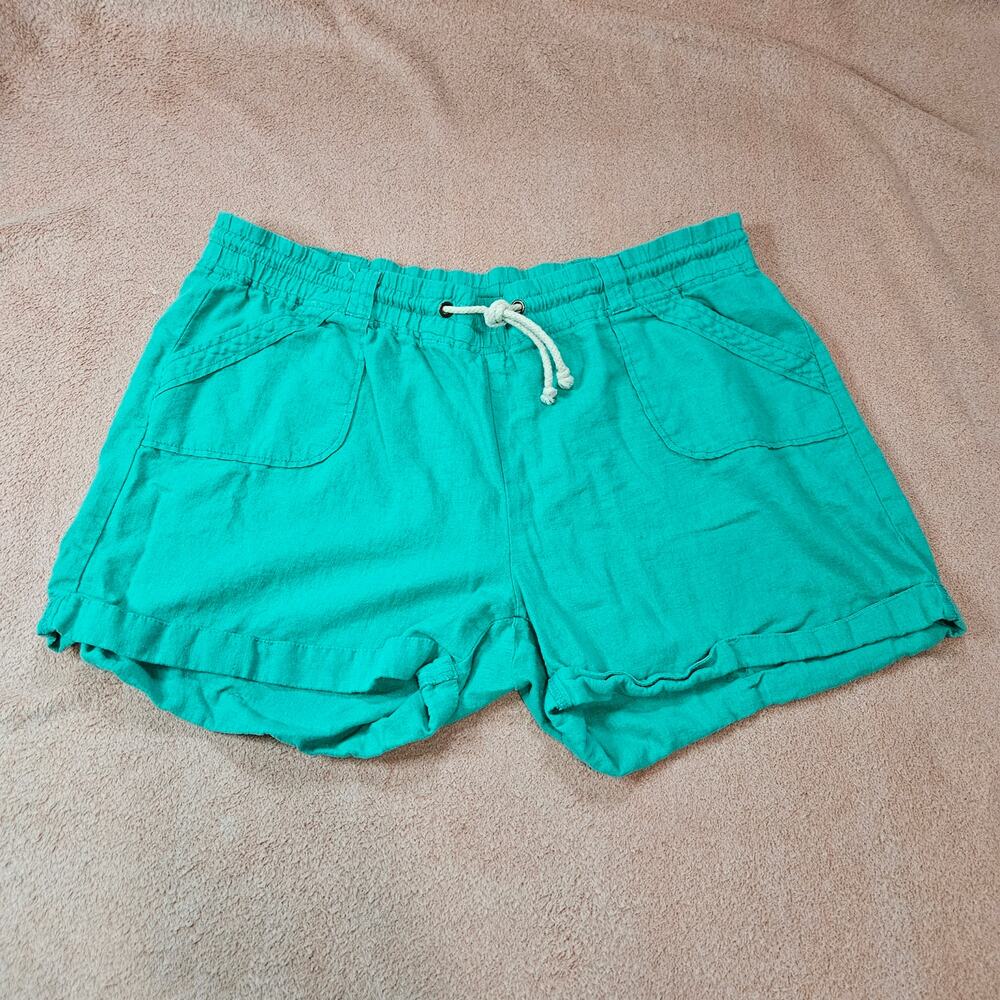 Style & Co Green Linen Blend Drawstring Cuffed Shorts Plus Size 3X